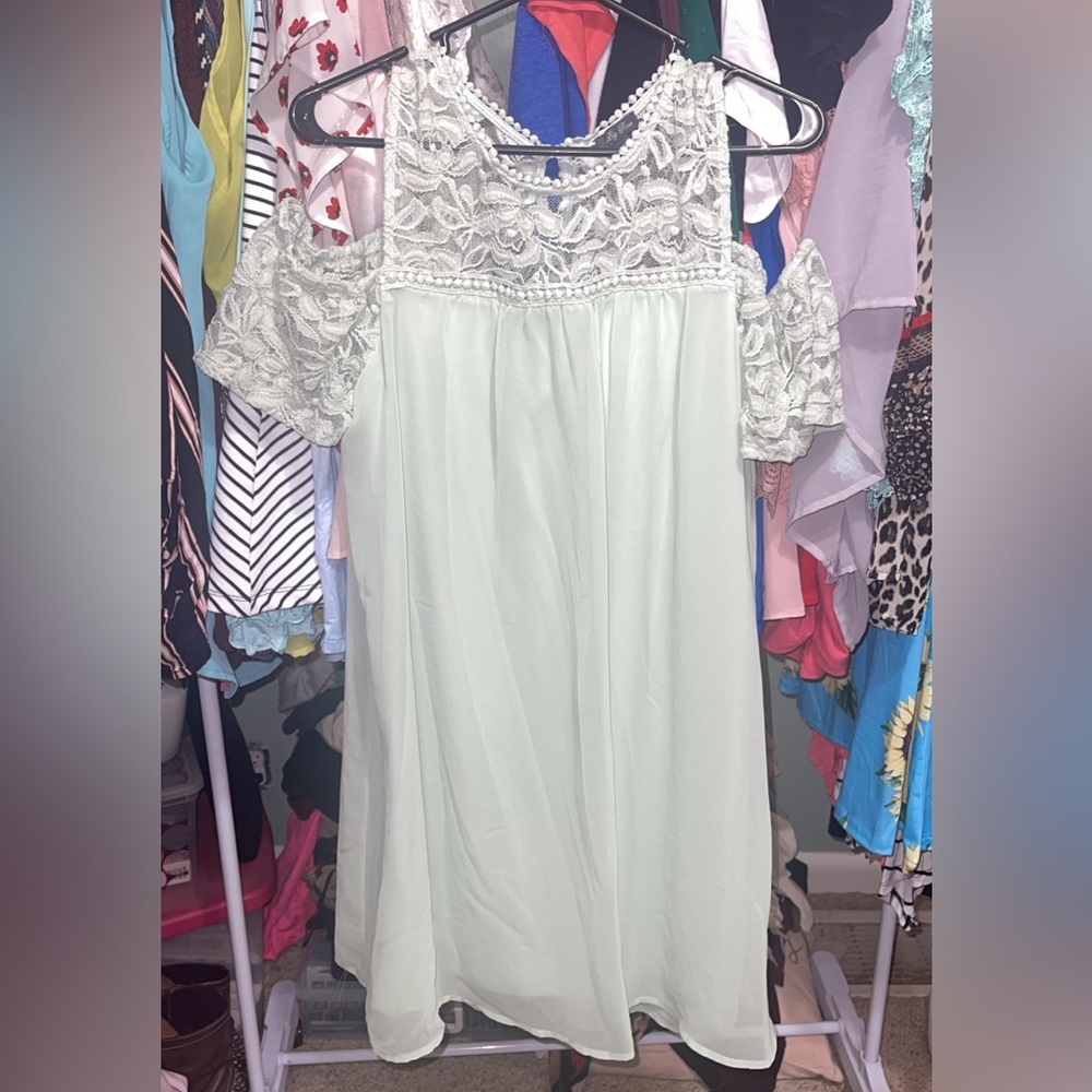 Lily Rose Cold Shoulder Sheer & Lace Dress XL